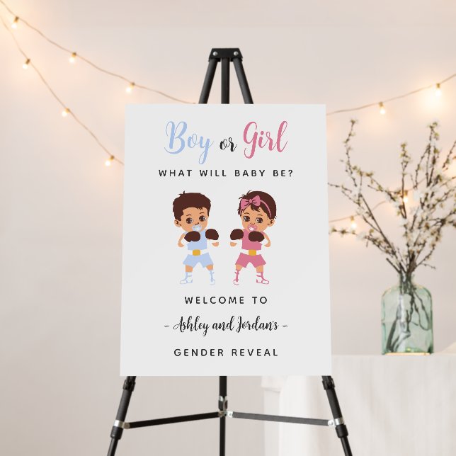 Boxing Babies Gender Reveal Welcome Sign (In Situ (Stand))