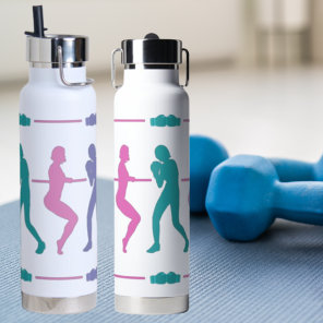 Boxing Barre Colorful Female Silhouettes Water Bottle