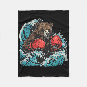 Boxing Bear Lover Boxing Gloves Kickboxing Funny B Fleece Blanket