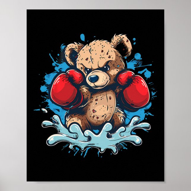 Boxing Bear Lover Boxing Gloves Kickboxing Funny B Poster (Front)