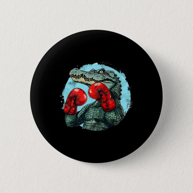 Boxing Bear With Boxing Gloves Kickboxing Funny Bo Button (Front)