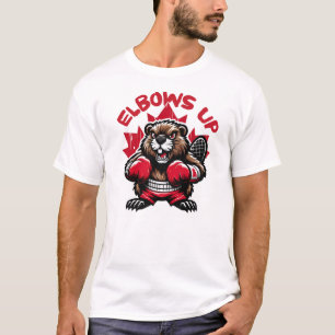 Boxing Beaver with Canadian Pride - Elbows Up T-Shirt