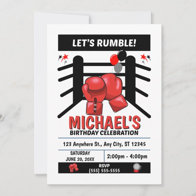 Boxing Birthday Party Invitation (Front)