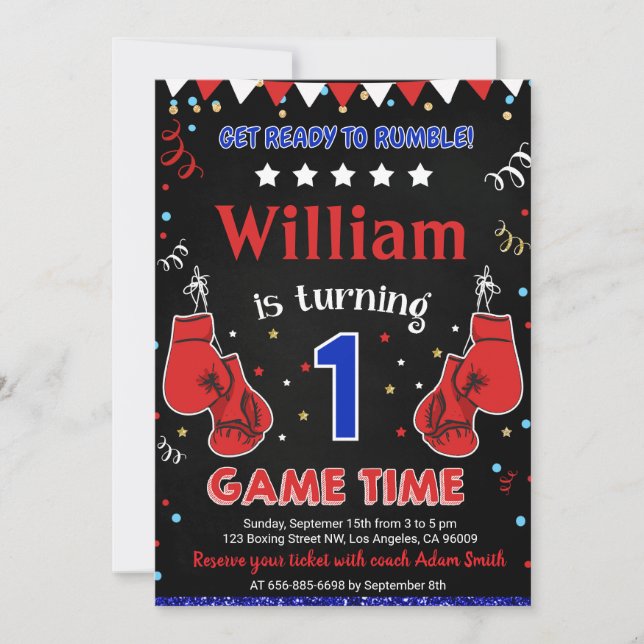 Boxing Birthday Party Invitation Box Sport (Front)