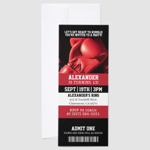 Boxing Birthday Party Invitation Raffle Tickets
