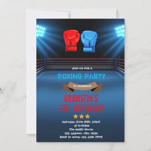 Boxing birthday theme invitation