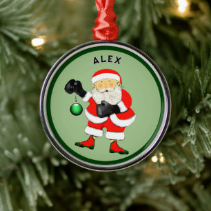 Boxing Boxer Christmas Collectible Metal Ornament