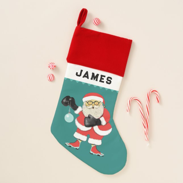 Boxing Boxer Gift Large Christmas Stocking (Front)