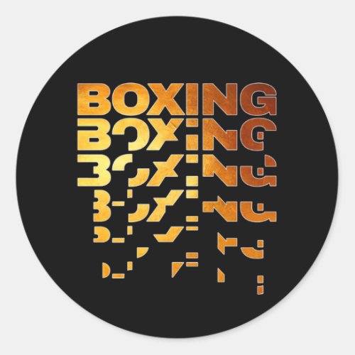 Boxing Boxer Graphic Word Art Classic Round Sticker