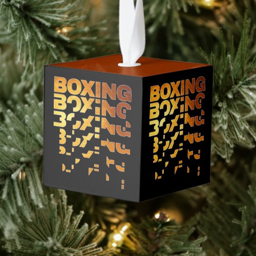 Boxing Boxer Graphic Word Art Cube Ornament