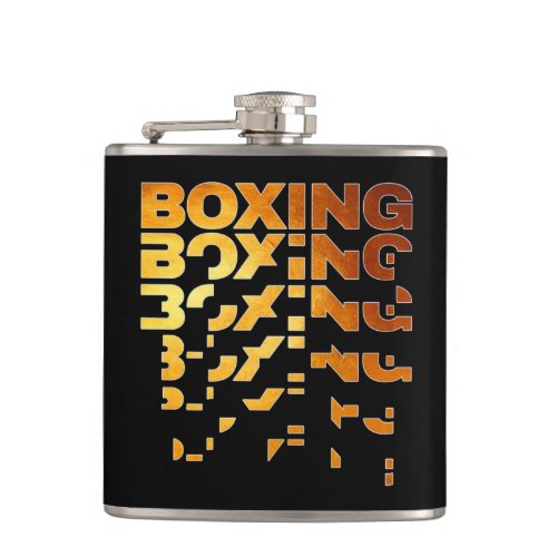 Boxing Boxer Graphic Word Art Flask