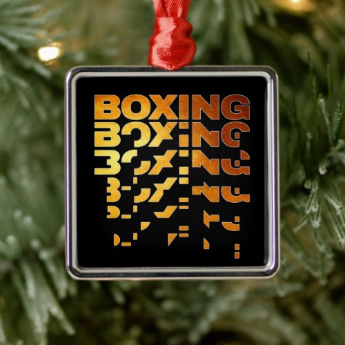 Boxing Boxer Graphic Word Art Metal Ornament