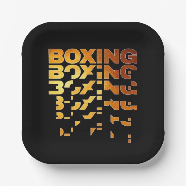 Boxing Boxer Graphic Word Art Paper Plates (Front)