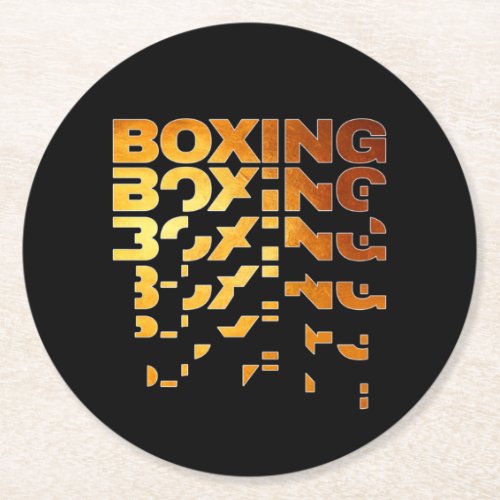Boxing Boxer Graphic Word Art Round Paper Coaster