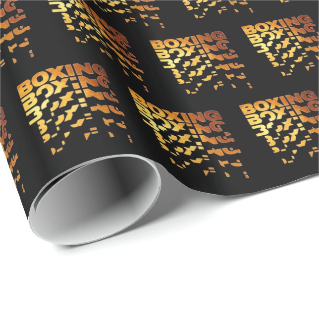 Boxing Boxer Graphic Word Art Wrapping Paper (Roll Corner)