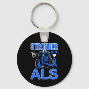 Boxing Boxer Stronger Than Als Awareness Keychain