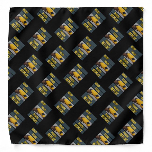 Boxing Boxer Training Quote Wrap Train Repeat Bandana (Front)