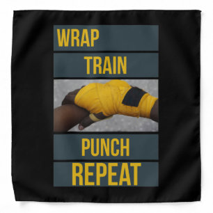 Boxing Boxer Training Quote Wrap Train Repeat Bandana