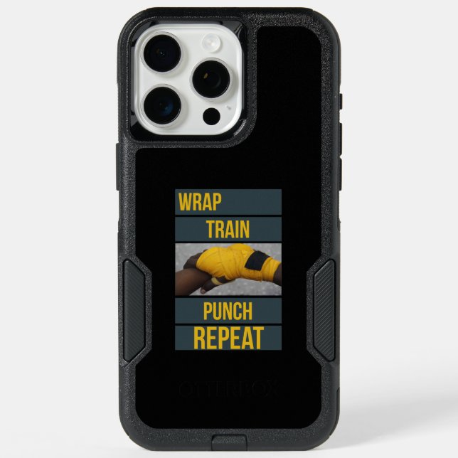 Boxing Boxer Training Quote Wrap Train Repeat iPhone 15 Pro Max Case (Back)