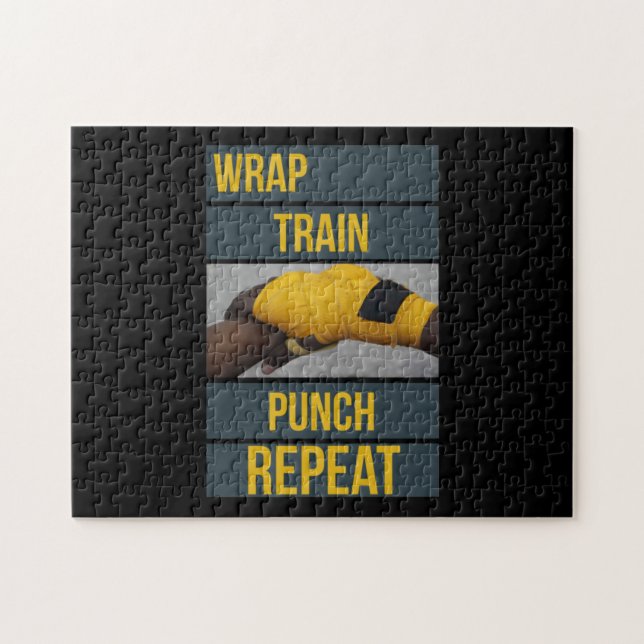 Boxing Boxer Training Quote Wrap Train Repeat Jigsaw Puzzle (Horizontal)