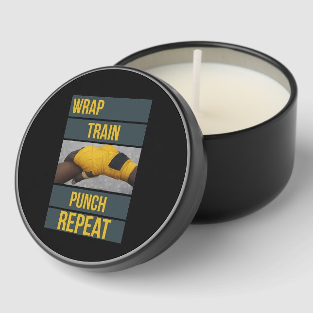 Boxing Boxer Training Quote Wrap Train Repeat Mini Candle Favors (Corner)