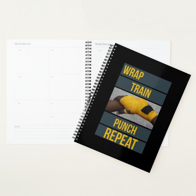 Boxing Boxer Training Quote Wrap Train Repeat Planner (Display)