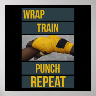 Boxing Boxer Training Quote Wrap Train Repeat Poster
