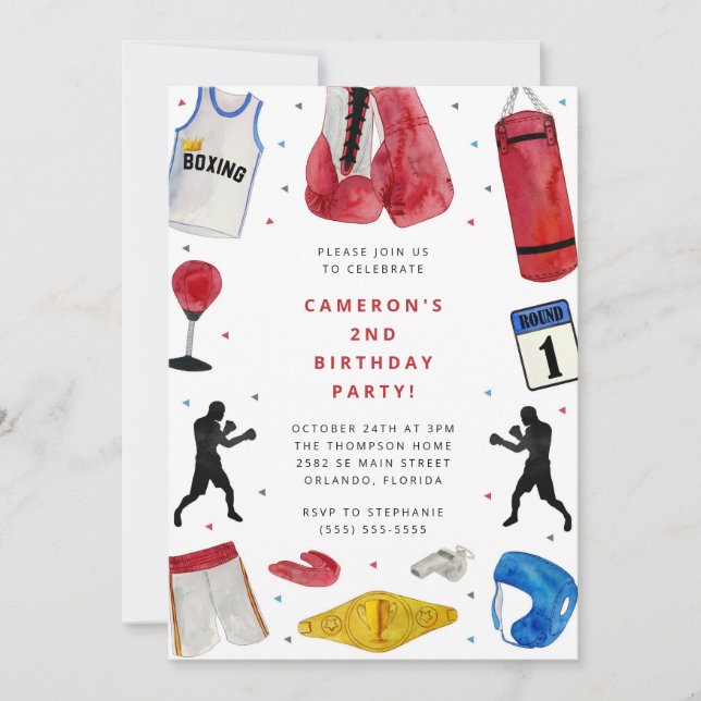 Boxing Boy Birthday Party Invitation (Front)
