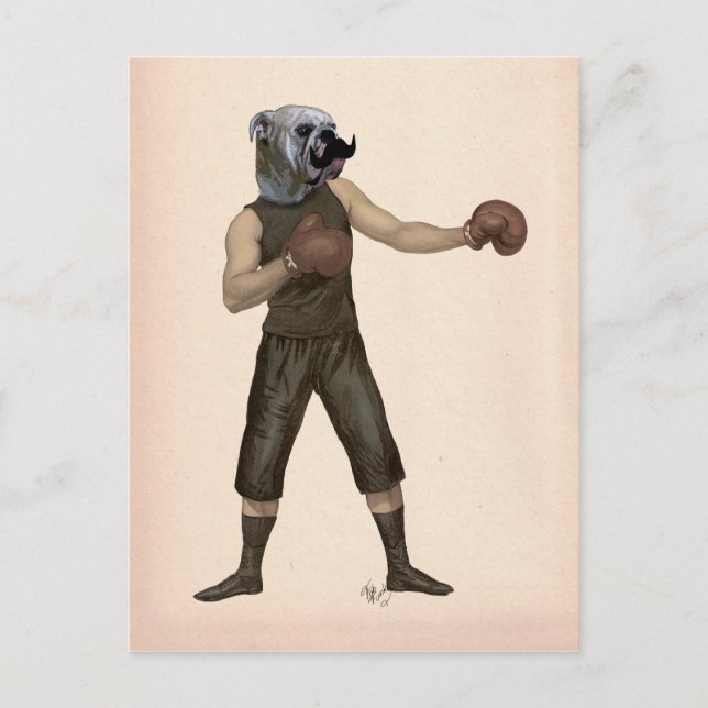 Boxing Bulldog Full 2 Postcard (Front)