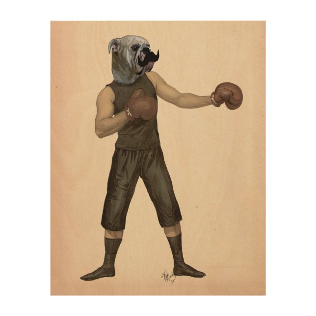 Boxing Bulldog Full Wood Wall Decor (Front)