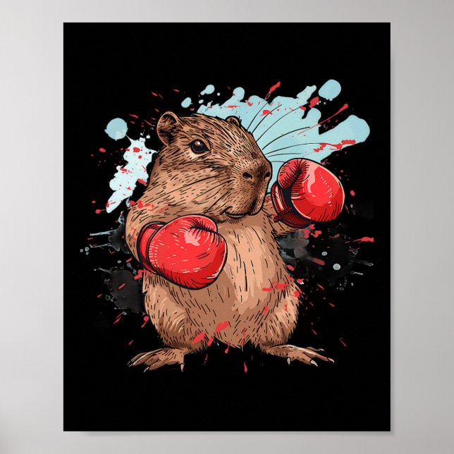 Boxing Capybyra With Boxing Gloves Kickboxing Funn Poster (Front)