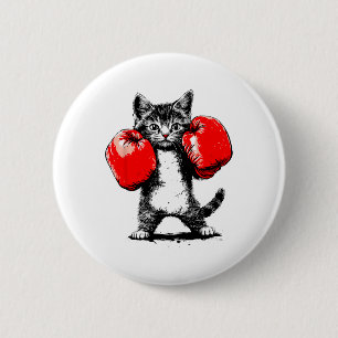 Boxing Cat Sport Gloves Cool Cute Funny Men Women Button