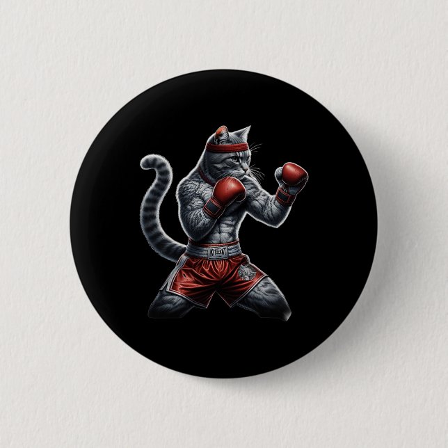 Boxing Cat When Your Cat Hits Harder Than You Do  Button (Front)