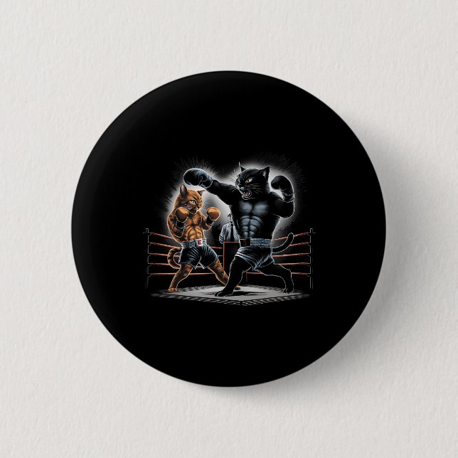 Boxing Cats Kitty Boxing Lovers Graphic Design  Button (Front)