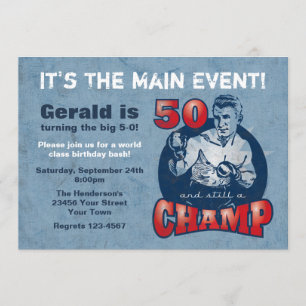 Boxing Champ 50th Birthday Party Invitation