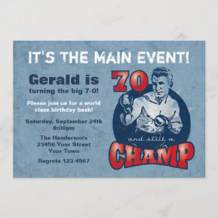 Boxing Champ 70th Birthday Party Invitation