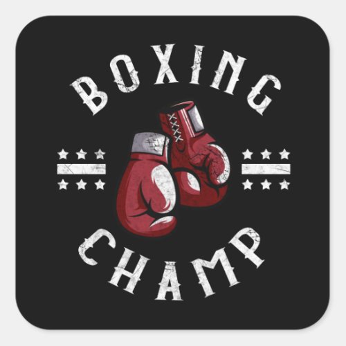 Boxing Champ Box Sports Martial Arts Fighter Square Sticker