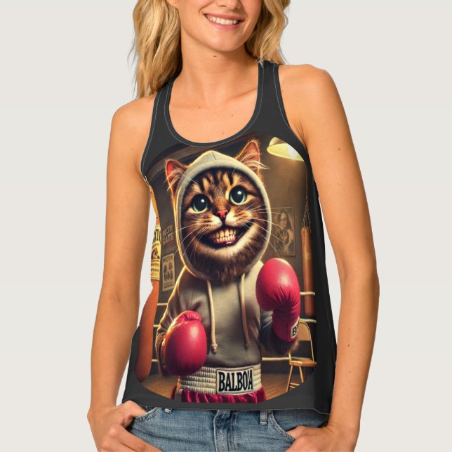 Boxing Champ? - Cat with boxing cloves Tank Top (Front)