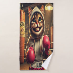 Boxing Champ? - Cat with boxing gloves Bath Towel