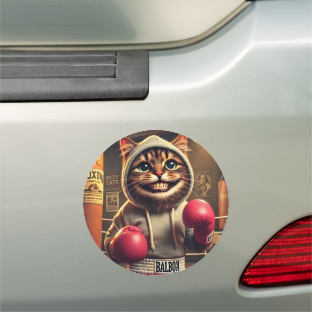 Boxing Champ? - Cat with boxing gloves Car Magnet (In Situ)