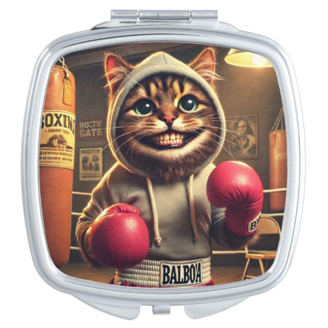 Boxing Champ? - Cat with boxing gloves Compact Mirror (Front)
