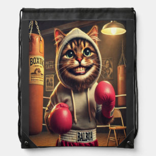 Boxing Champ? - Cat with boxing gloves Drawstring Bag