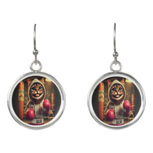 Boxing Champ? - Cat with boxing gloves Earrings