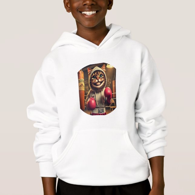 Boxing Champ? - Cat with boxing gloves Hoodie (Front)