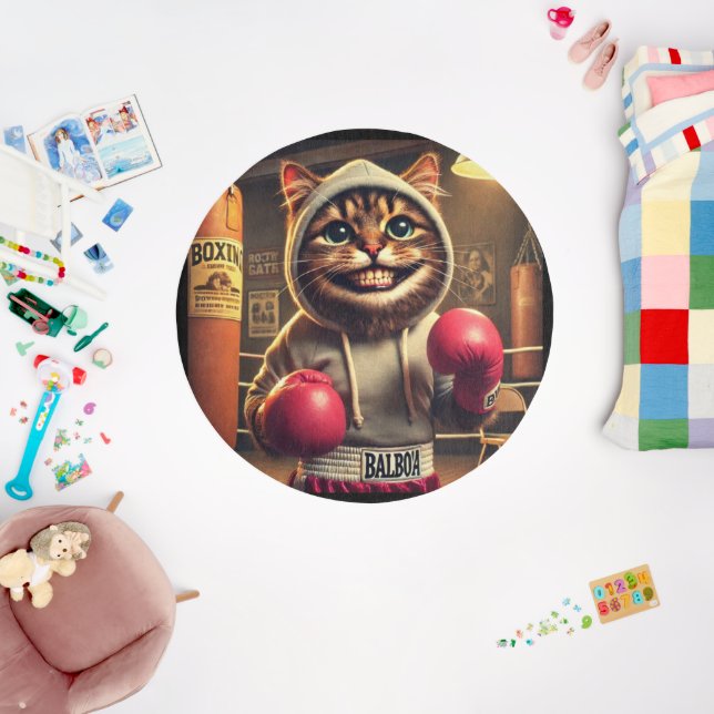 Boxing Champ? - Cat with boxing gloves Outdoor Rug (Insitu (Babyroom))