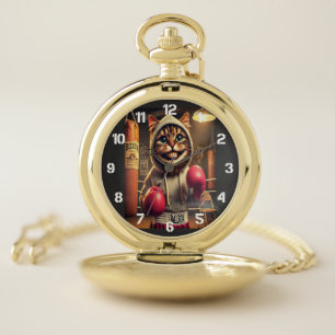 Boxing Champ? - Cat with boxing gloves Pocket Watch