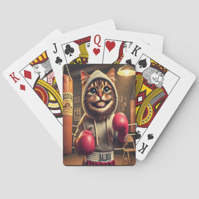 Boxing Champ? - Cat with boxing gloves Poker Cards (Back)