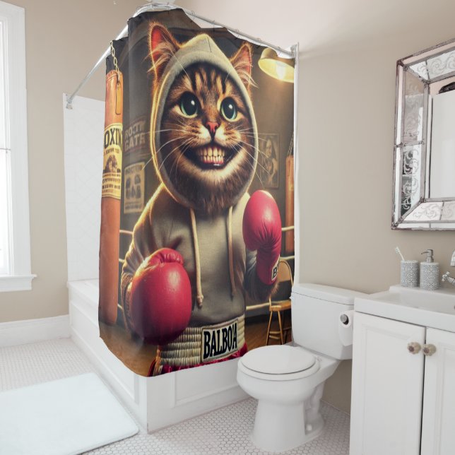 Boxing Champ? - Cat with boxing gloves Shower Curtain (In Situ)
