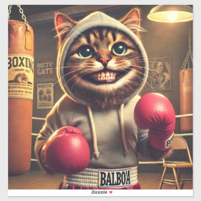 Boxing Champ? - Cat with boxing gloves Sticker (Sheet)