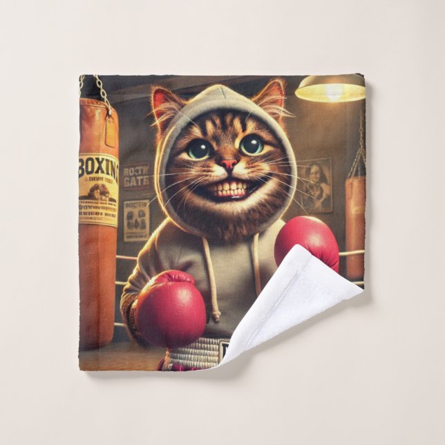 Boxing Champ? - Cat with boxing gloves Wash Cloth (Wash Cloth)
